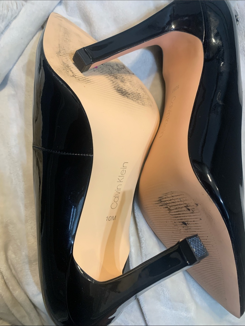 Calvin Klein Black Patent Pointed Toe High Heels